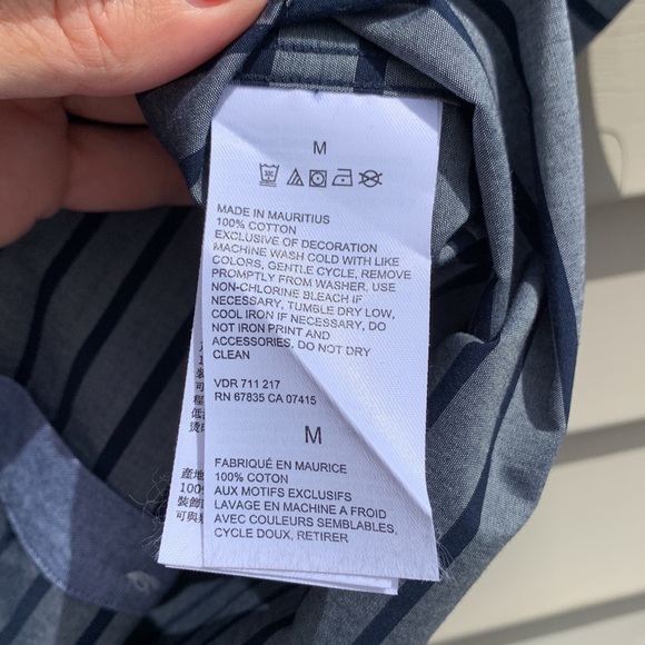 NWOT NAUTICA Classic Fit Vertical Stripe Maritime Navy Short Sleeve Button Down - Picture 14 of 15